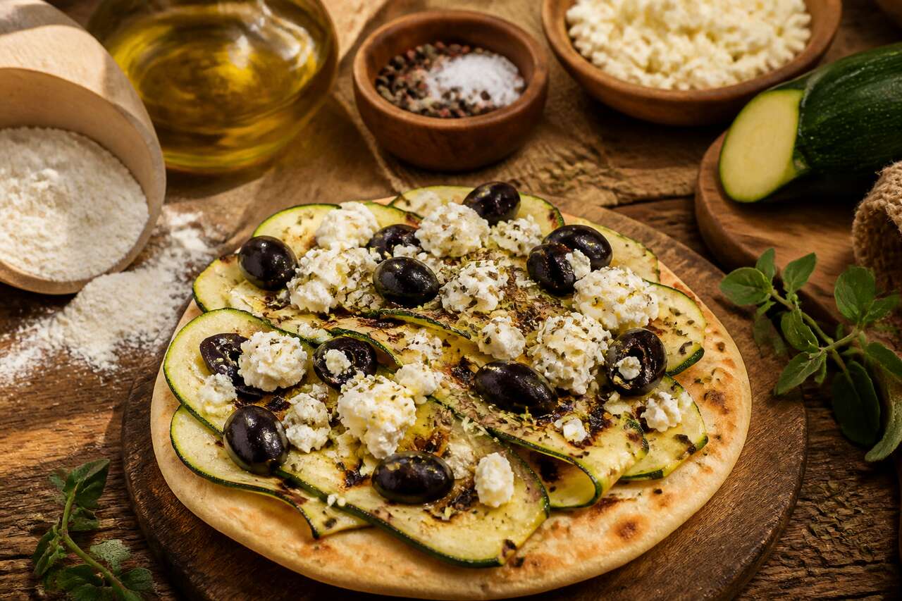 Mini piadina courgette, feta et olive : une recette gourmande