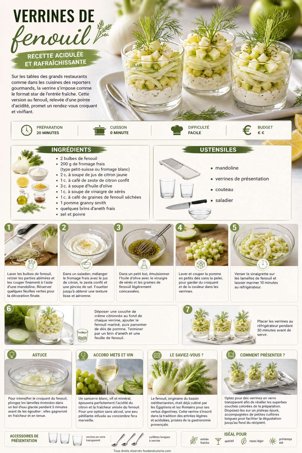 Fiche recette Verrines de fenouil : recette acidulée et rafraîchissante Fiche recette Verrines de fenouil : recette acidulée et rafraîchissante