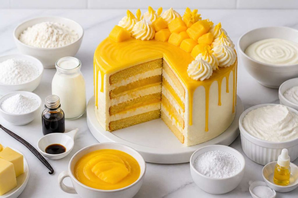 Recette du layer cake vanille et mangue