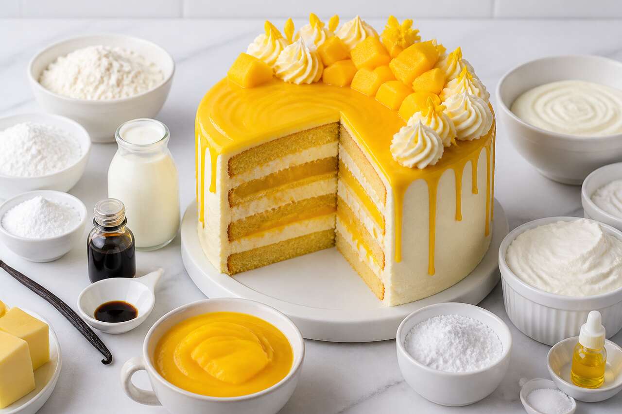 Recette du layer cake vanille et mangue