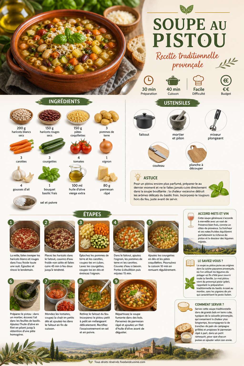 Fiche recette Soupe au pistou : recette traditionnelle proven&ccedil;ale