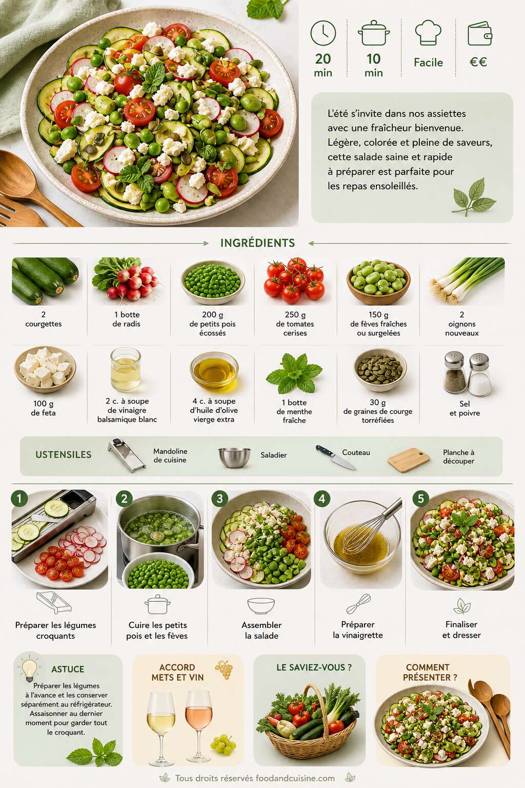 Fiche recette Salade de petits l&eacute;gumes d'&eacute;t&eacute; : recette saine et rafra&icirc;chissante