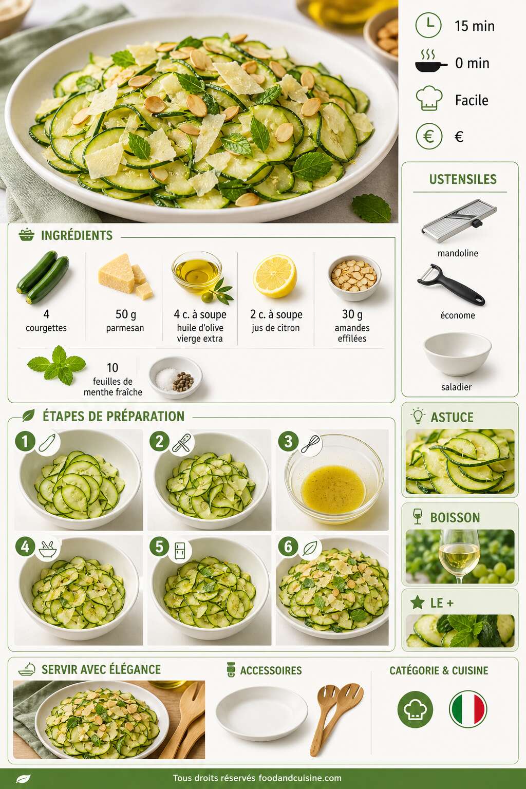 Fiche recette Salade de courgette crue : recette facile et savoureuse
