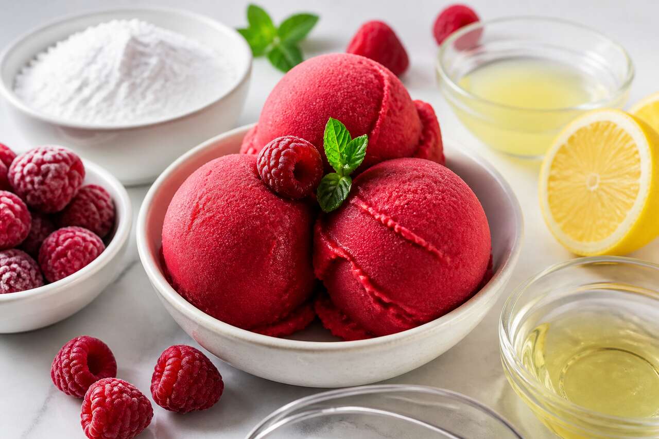 Sorbet aux framboises facile et rafraîchissant