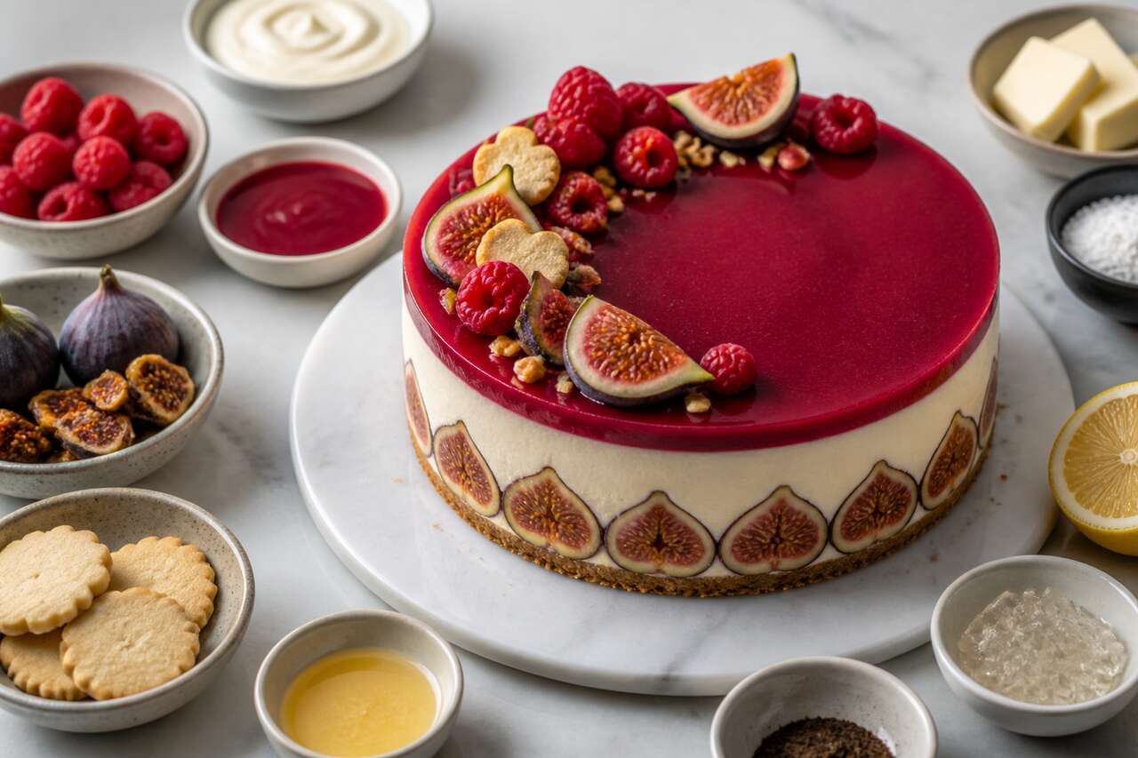 Recette d'entremets aux figues et framboises
