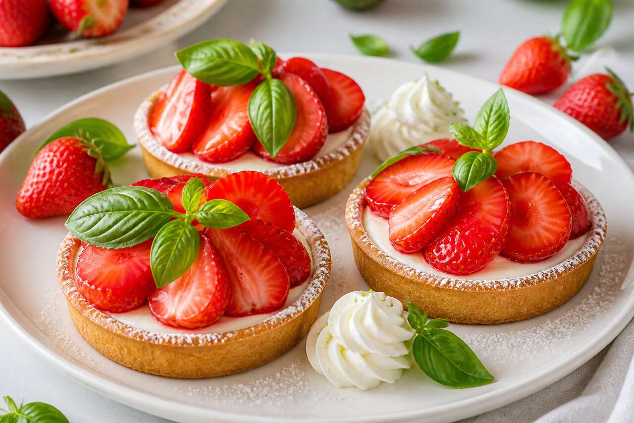 Tartelettes aux fraises et basilic : recette gourmande