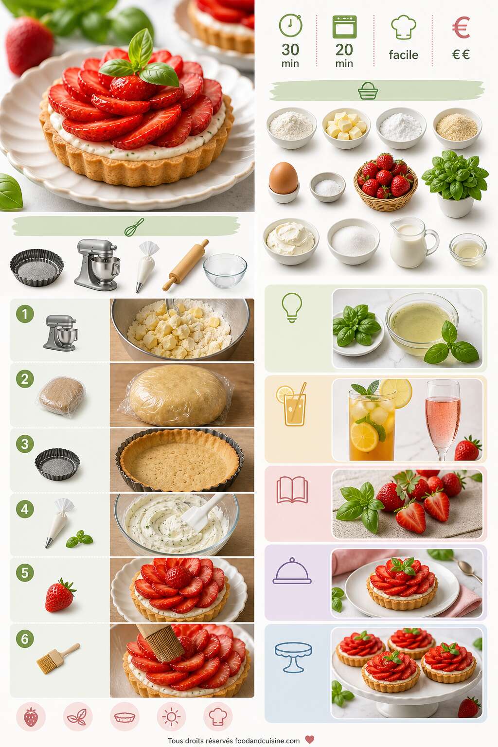 Fiche recette Tartelettes aux fraises et basilic : recette gourmande Fiche recette Tartelettes aux fraises et basilic : recette gourmande
