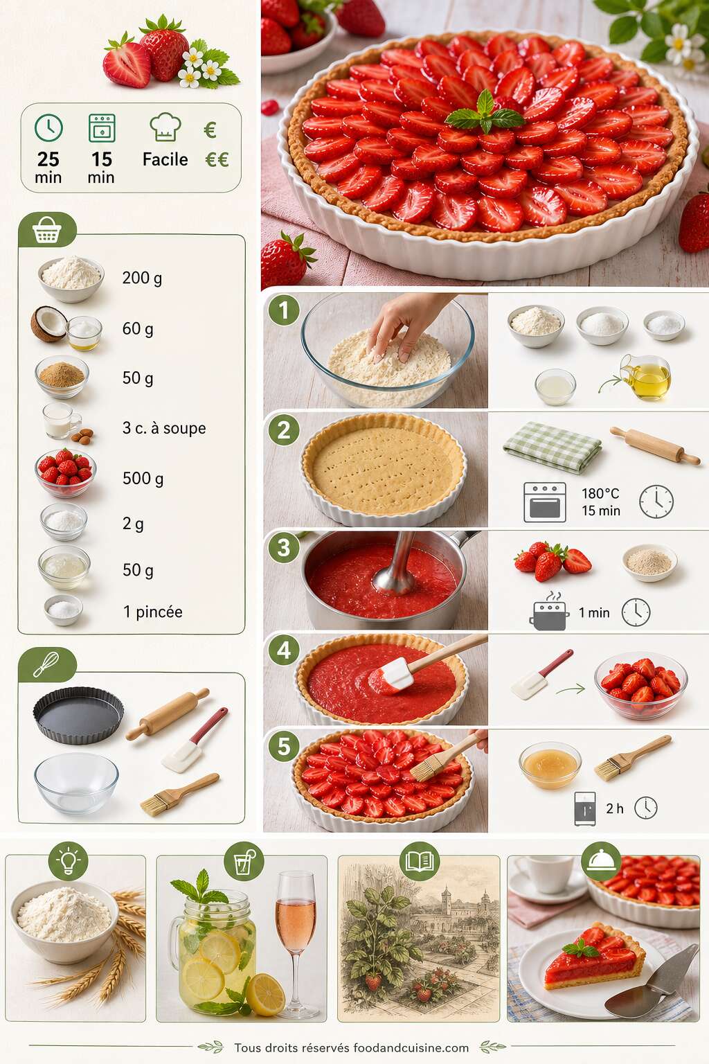 Fiche recette Tarte aux fraises l&eacute;g&egrave;re : sans beurre ni &oelig;ufs