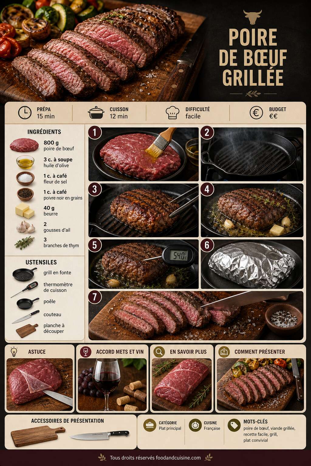 Fiche recette Poire de b&oelig;uf grill&eacute;e : recette savoureuse et facile