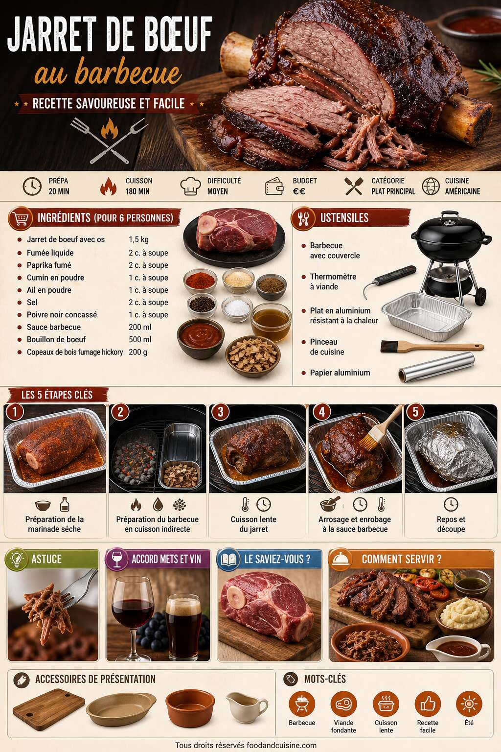 Fiche recette Jarret de boeuf au barbecue : recette savoureuse et facile Fiche recette Jarret de boeuf au barbecue : recette savoureuse et facile