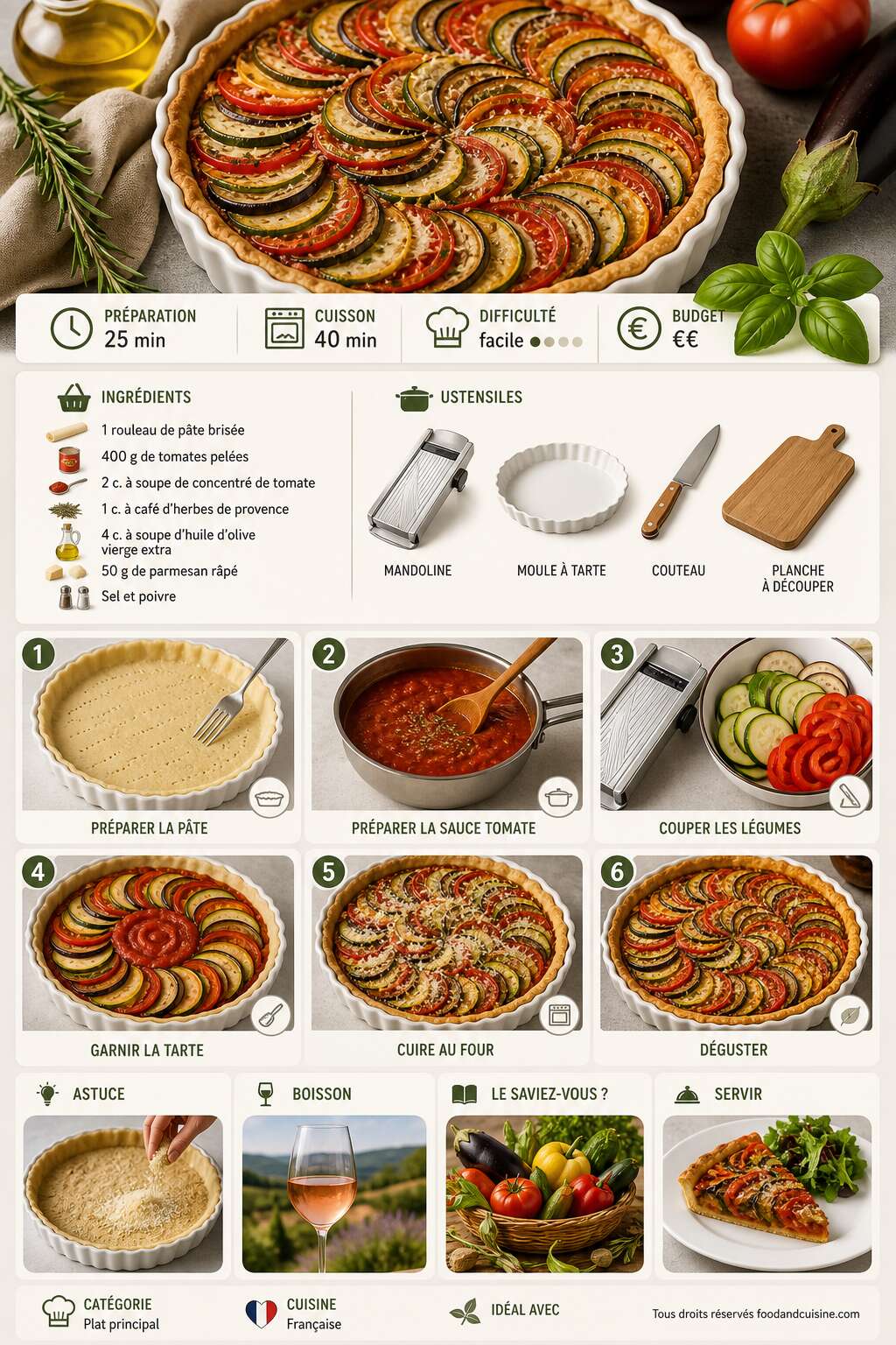 Fiche recette Tarte ratatouille : recette m&eacute;diterran&eacute;enne savoureuse