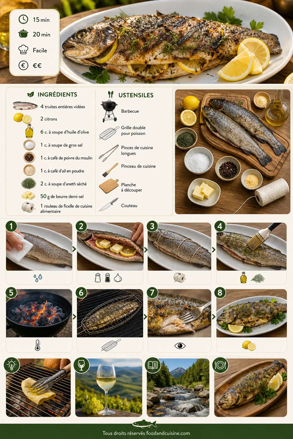 Fiche recette Truite au barbecue : recette savoureuse et facile Fiche recette Truite au barbecue : recette savoureuse et facile