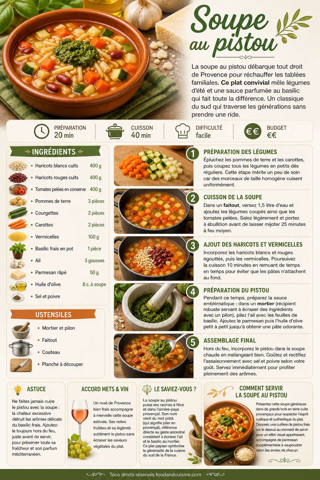 Fiche recette Soupe au pistou : recette facile et rapide