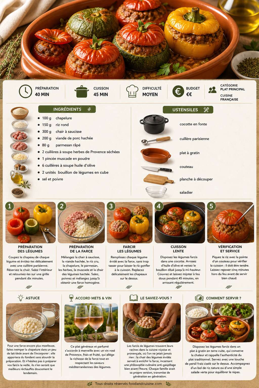 Fiche recette Farcis de légumes traditionnels de ma grand-mère Fiche recette Farcis de légumes traditionnels de ma grand-mère