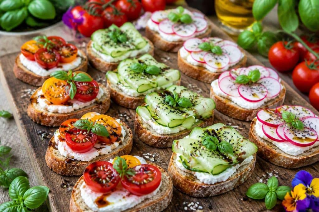 Recette de canapés du jardin : idées savoureuses et fraîches