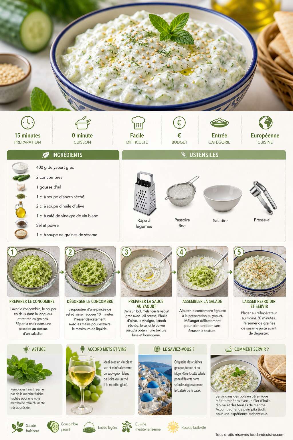 Fiche recette Salade de concombre au yaourt : fraîcheur et simplicité Fiche recette Salade de concombre au yaourt : fraîcheur et simplicité