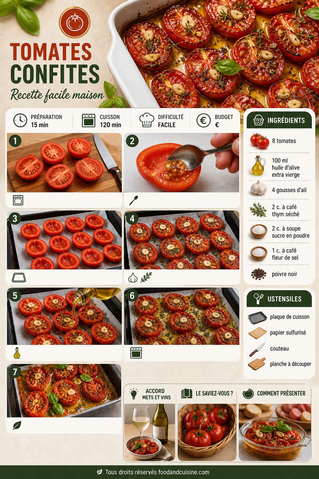 Fiche recette Tomates confites : recette facile maison