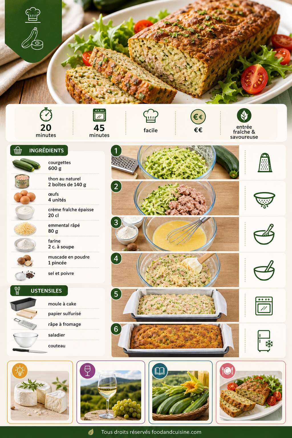 Fiche recette Terrine de courgettes et thon : recette maison savoureuse