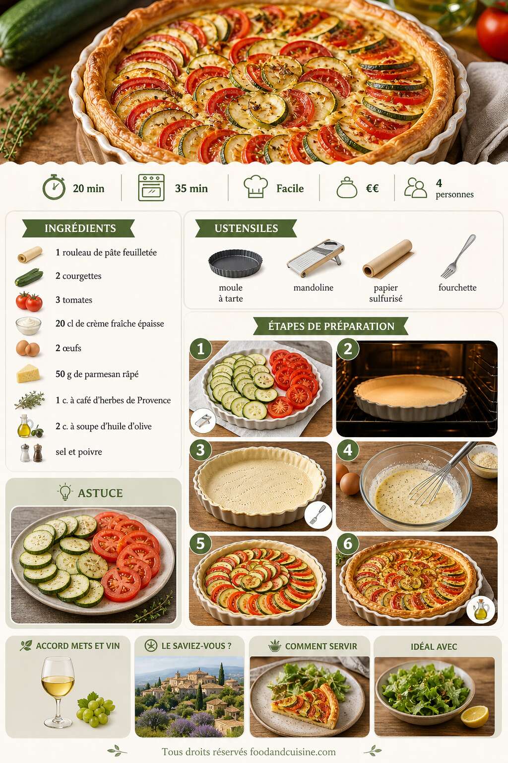 Fiche recette Tarte feuilletée courgettes et tomates : recette facile Fiche recette Tarte feuilletée courgettes et tomates : recette facile