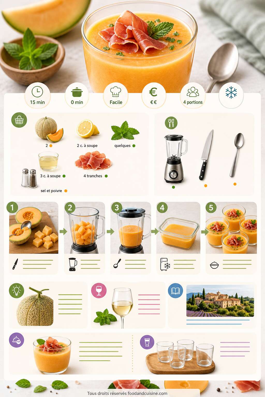 Fiche recette Soupe de melon froide : recette estivale rafra&icirc;chissante
