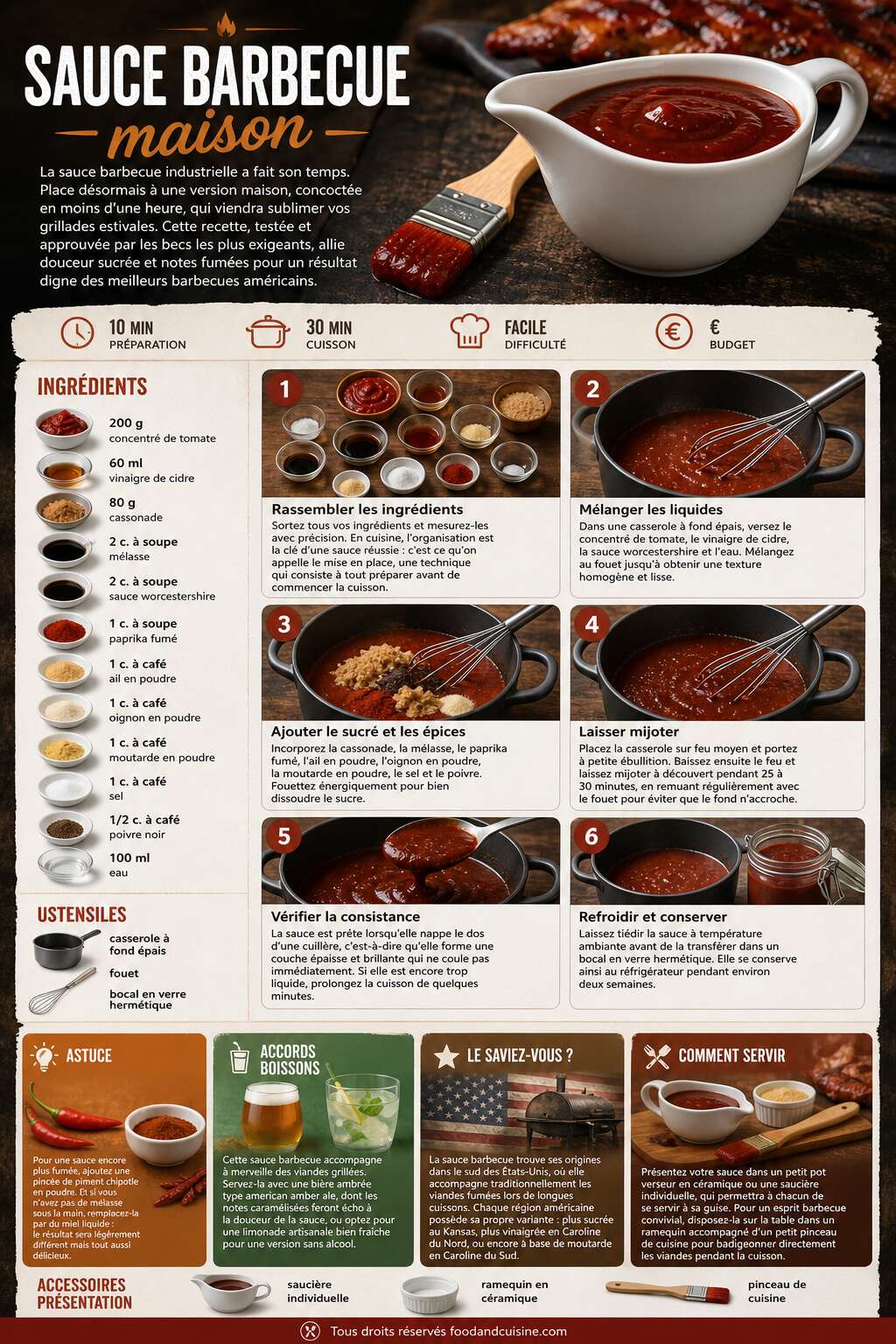 Fiche recette Recette facile de sauce barbecue maison