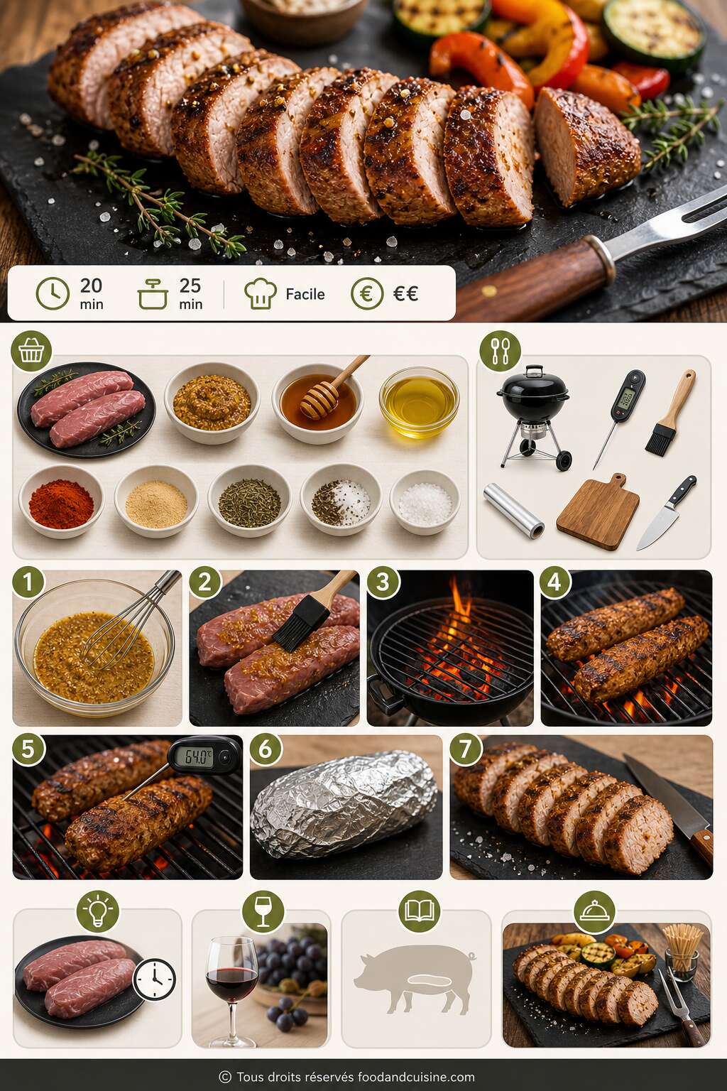 Fiche recette Filet mignon de porc grill&eacute; au barbecue : recette savoureuse