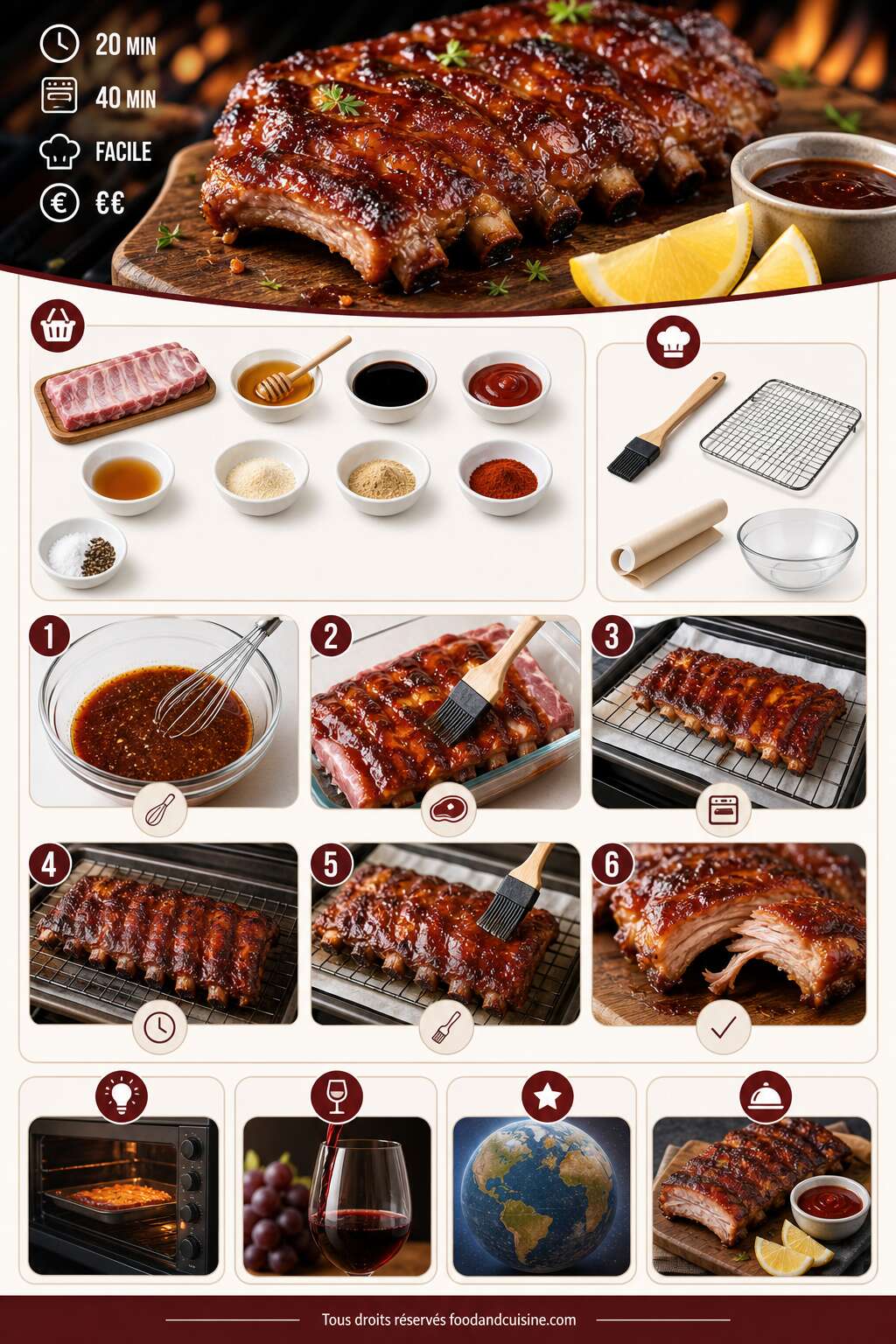 Fiche recette Travers de porc grill&eacute;s au miel : recette savoureuse et facile