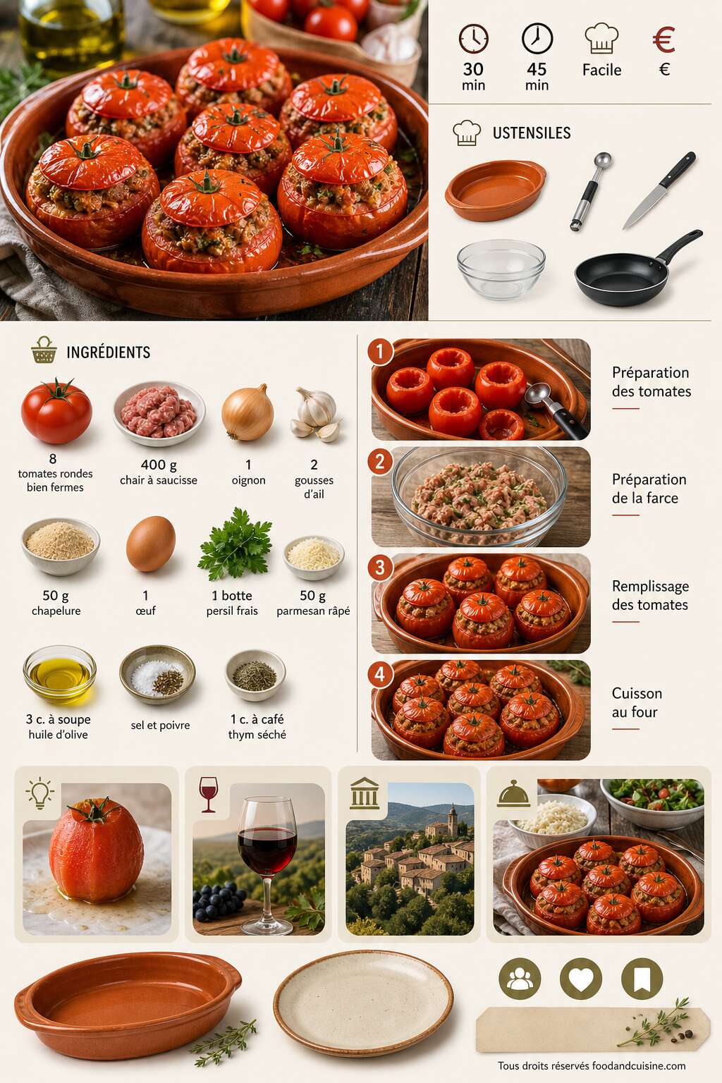 Fiche recette Recette de tomates farcies savoureuses