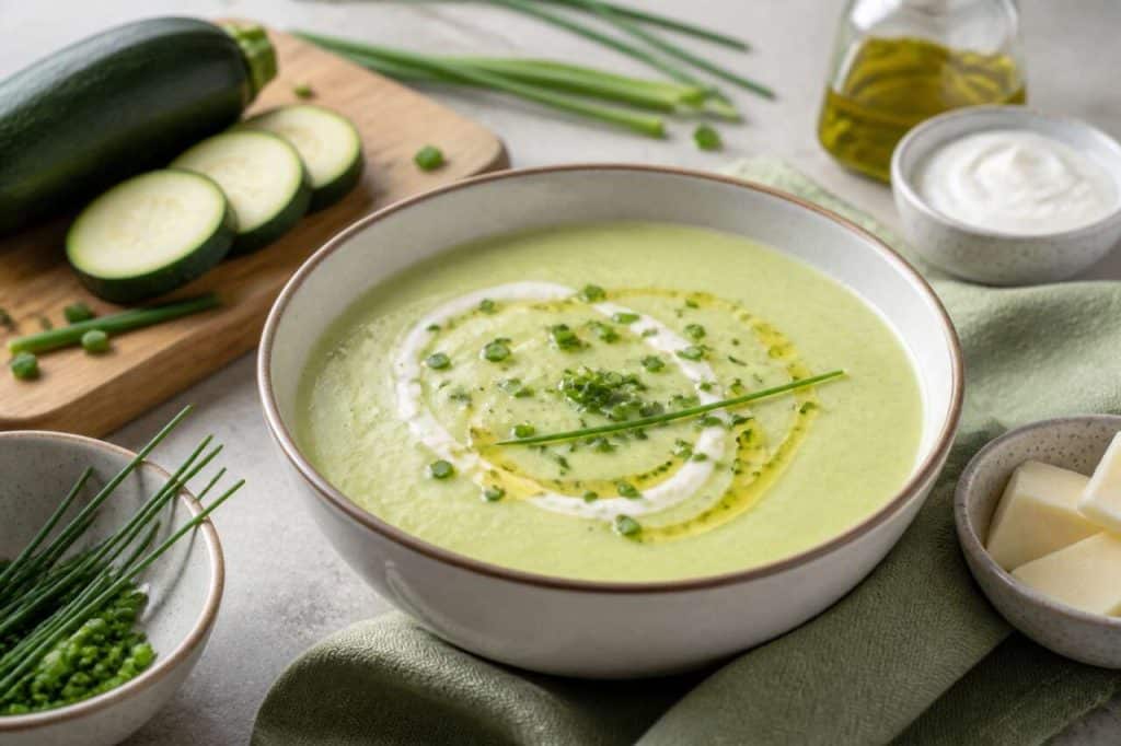 Soupe glacée de courgettes à la Vache qui rit : recette facile et rafraîchissante