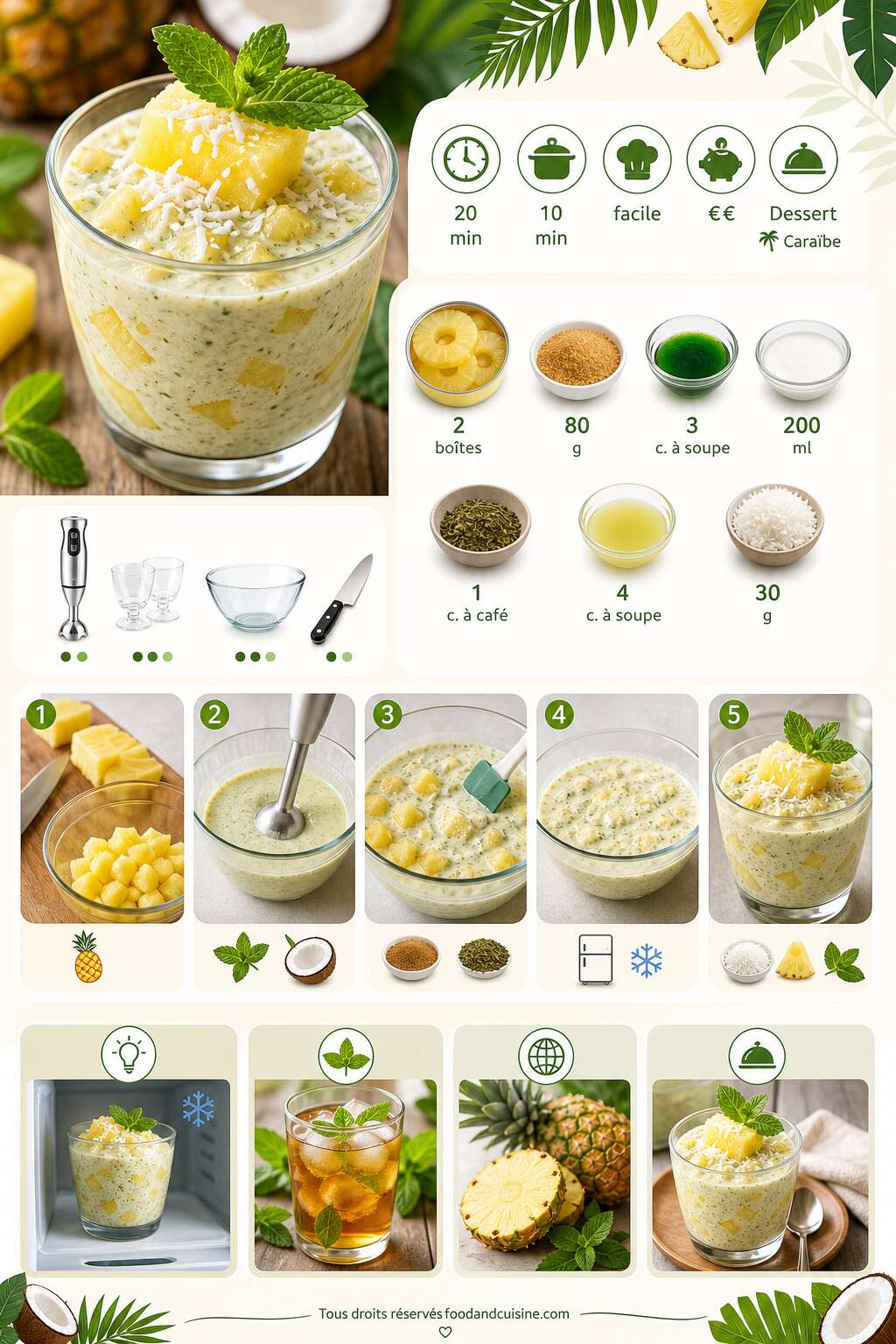 Fiche recette Recette Menthe-Ananas : fra&icirc;cheur Exotique