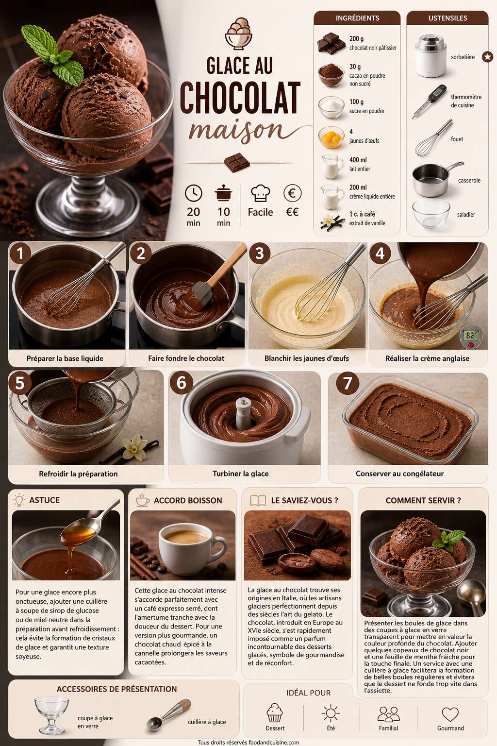 Fiche recette Recette facile de glace au chocolat maison Fiche recette Recette facile de glace au chocolat maison
