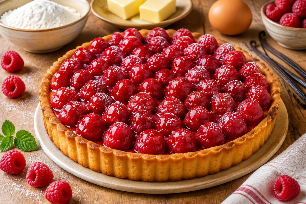Recette de tarte aux framboises