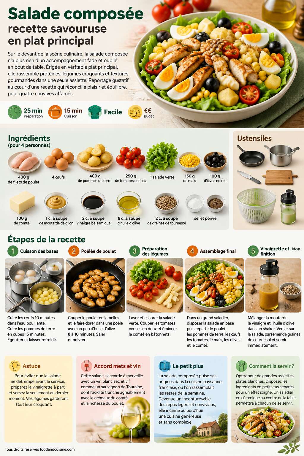 Fiche recette Salade compos&eacute;e : recette savoureuse en plat principal