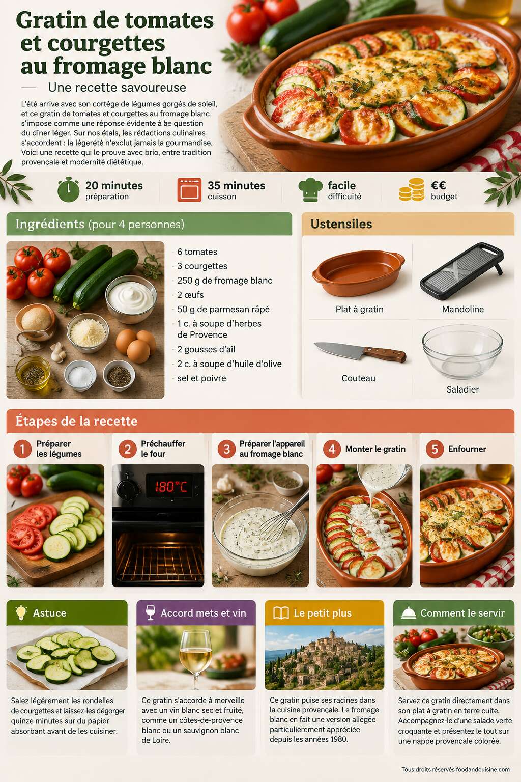 Fiche recette Gratin de tomates et courgettes au fromage blanc : une recette savoureuse