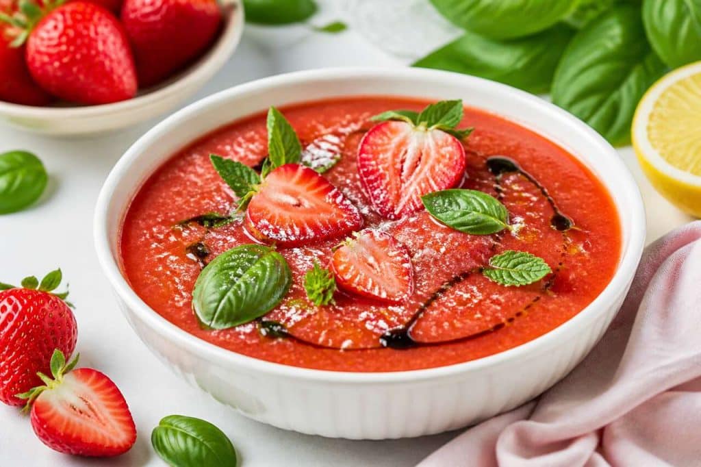 Soupe de fraises au basilic : recette fraîche et estivale