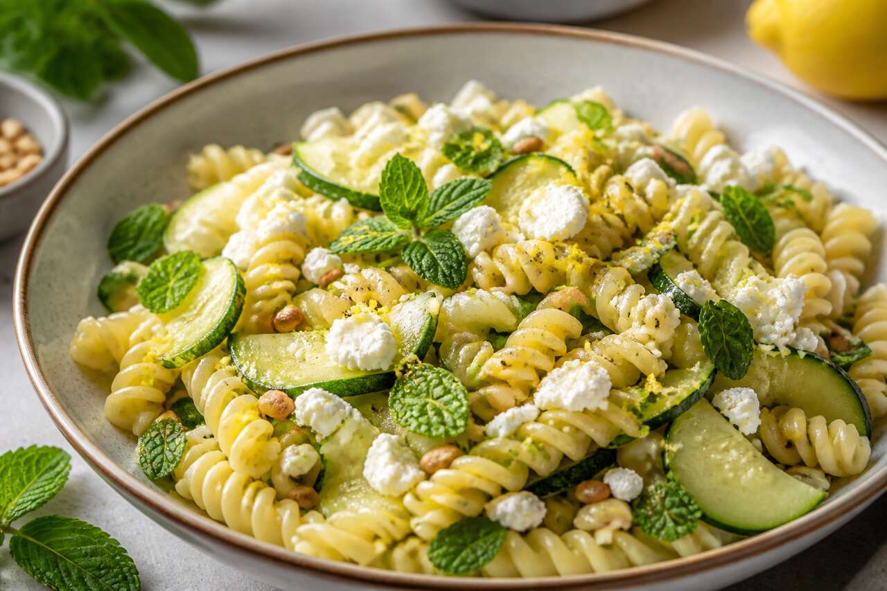 Salade de courgettes et pâtes à la menthe : fraîcheur estivale