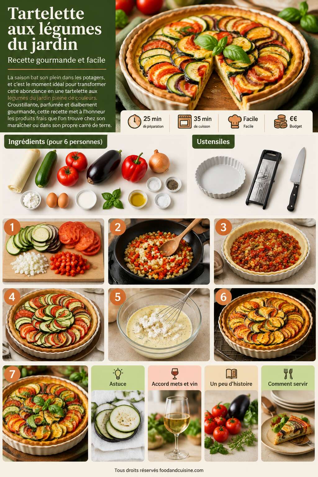 Fiche recette Tartelette aux légumes du jardin : recette gourmande et facile Fiche recette Tartelette aux légumes du jardin : recette gourmande et facile