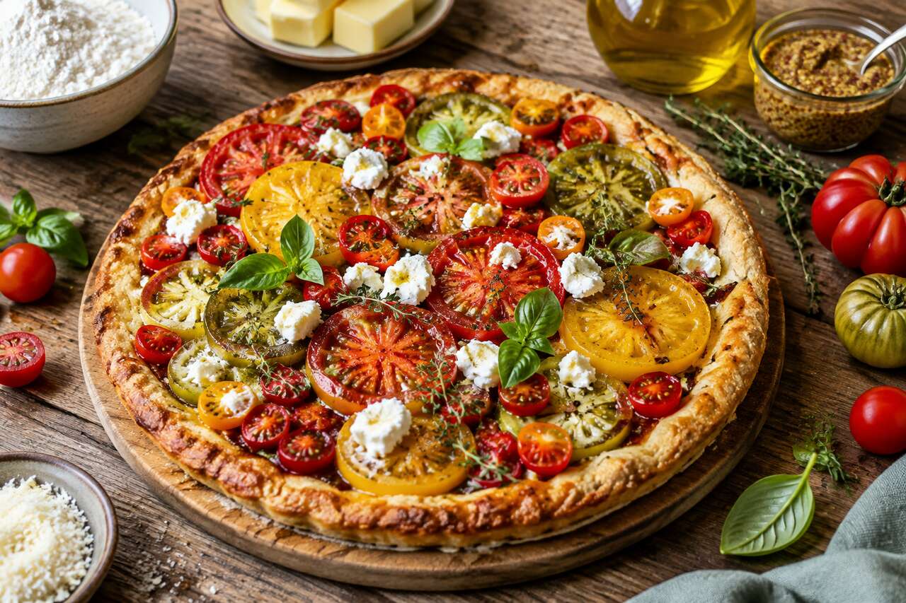 Tarte salée sans moule : tomates et chèvre