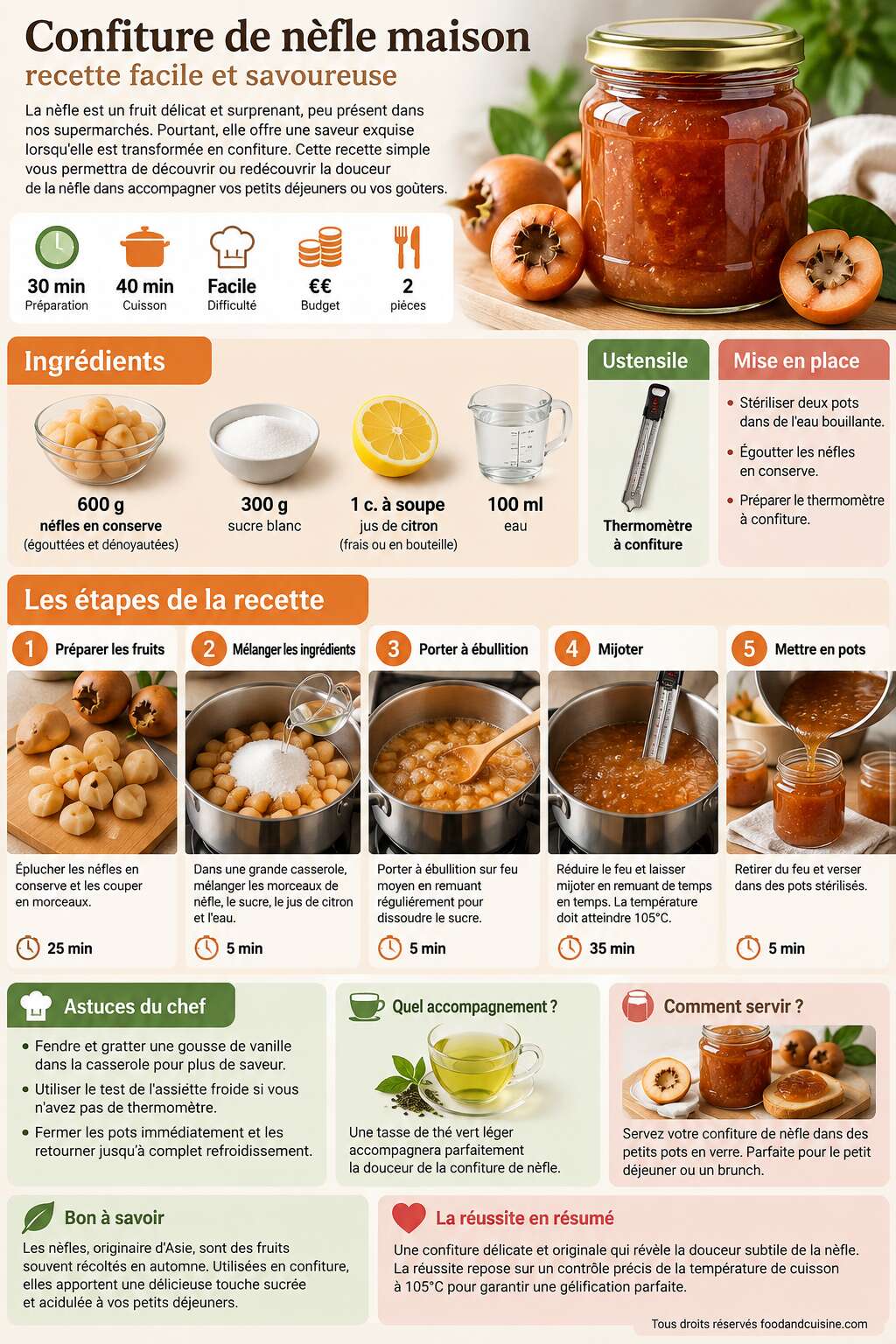 Fiche recette Confiture de n&egrave;fle maison : recette facile et savoureuse
