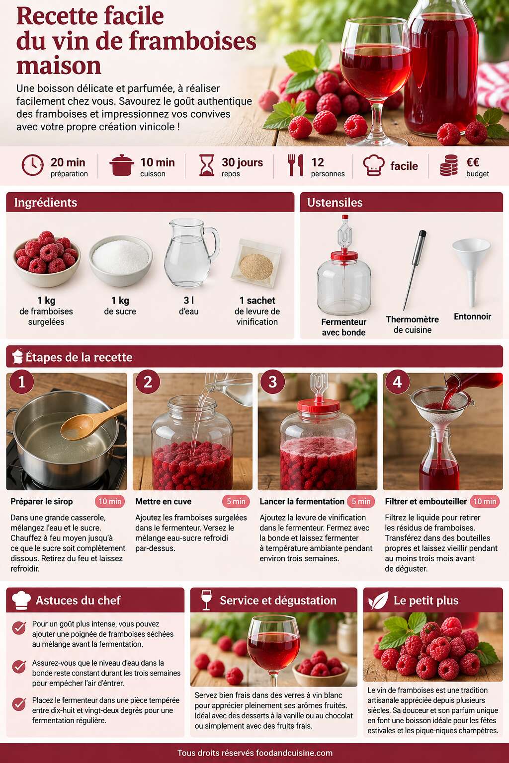 Fiche recette Recette facile du vin de framboises maison