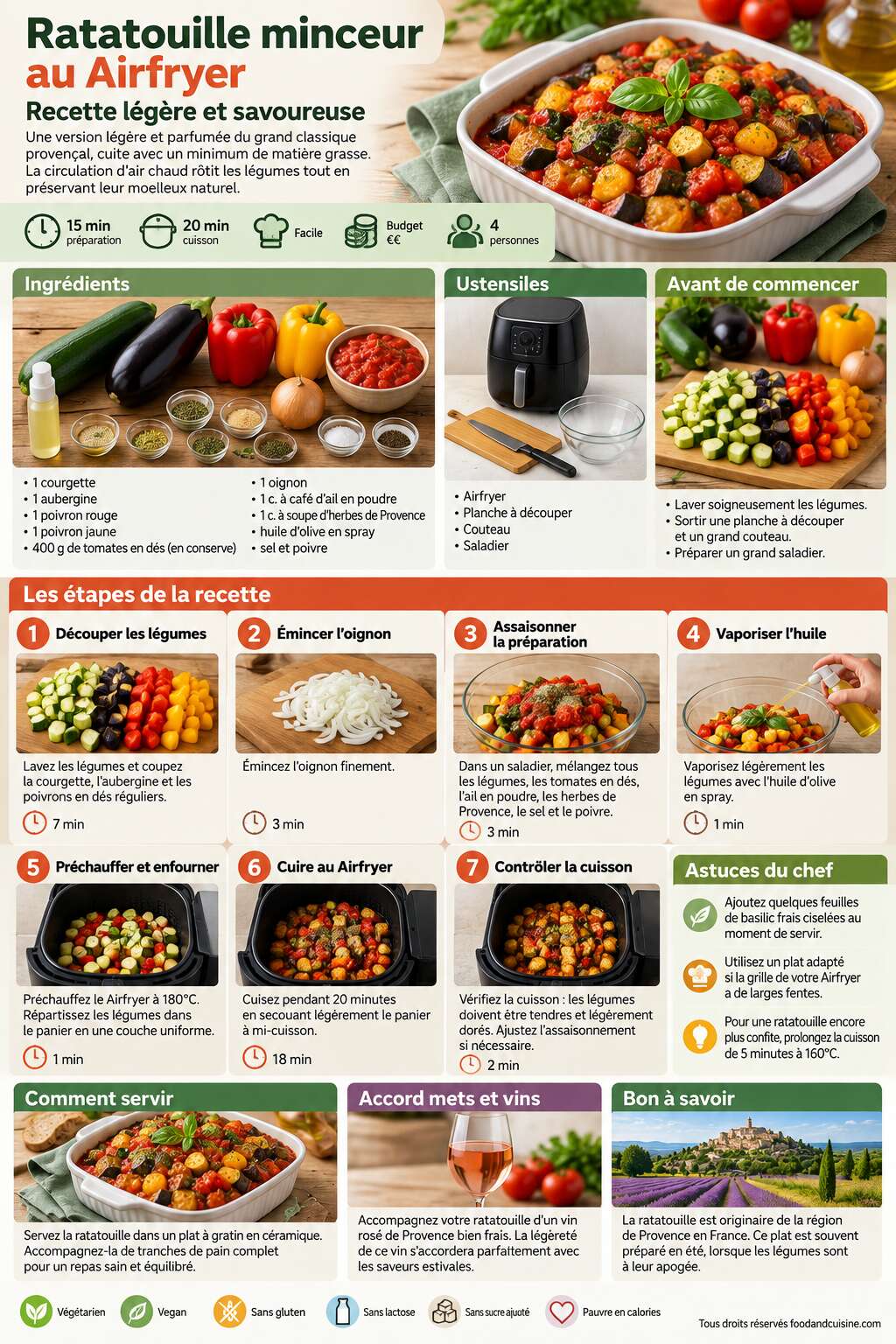 Fiche recette Ratatouille minceur au Airfryer : recette l&eacute;g&egrave;re et savoureuse