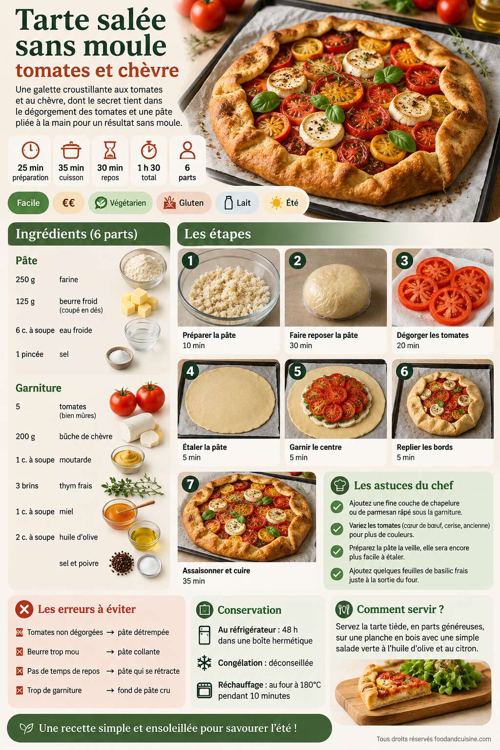 Fiche recette Tarte sal&eacute;e sans moule : tomates et ch&egrave;vre
