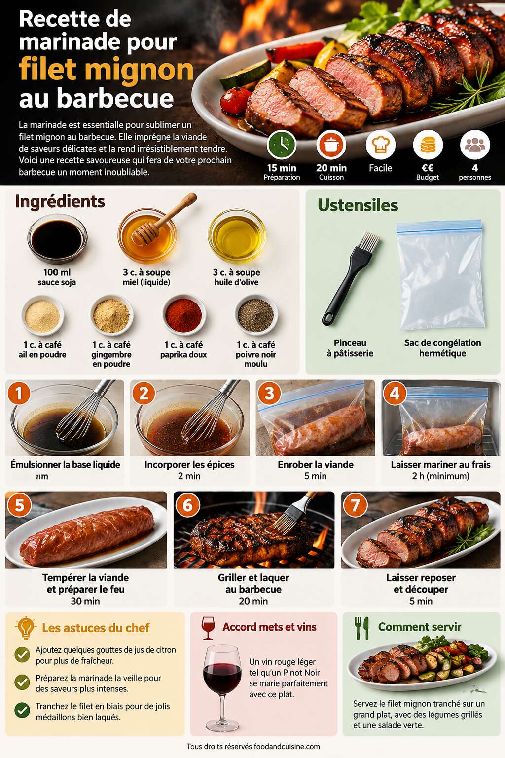 Fiche recette Recette de marinade pour filet mignon au barbecue Fiche recette Recette de marinade pour filet mignon au barbecue