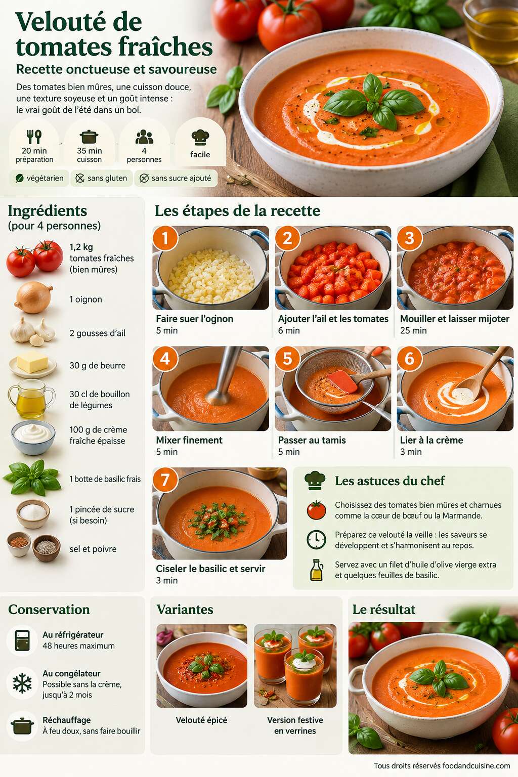 Fiche recette Velouté de tomates fraîches : recette onctueuse et savoureuse Fiche recette Velouté de tomates fraîches : recette onctueuse et savoureuse