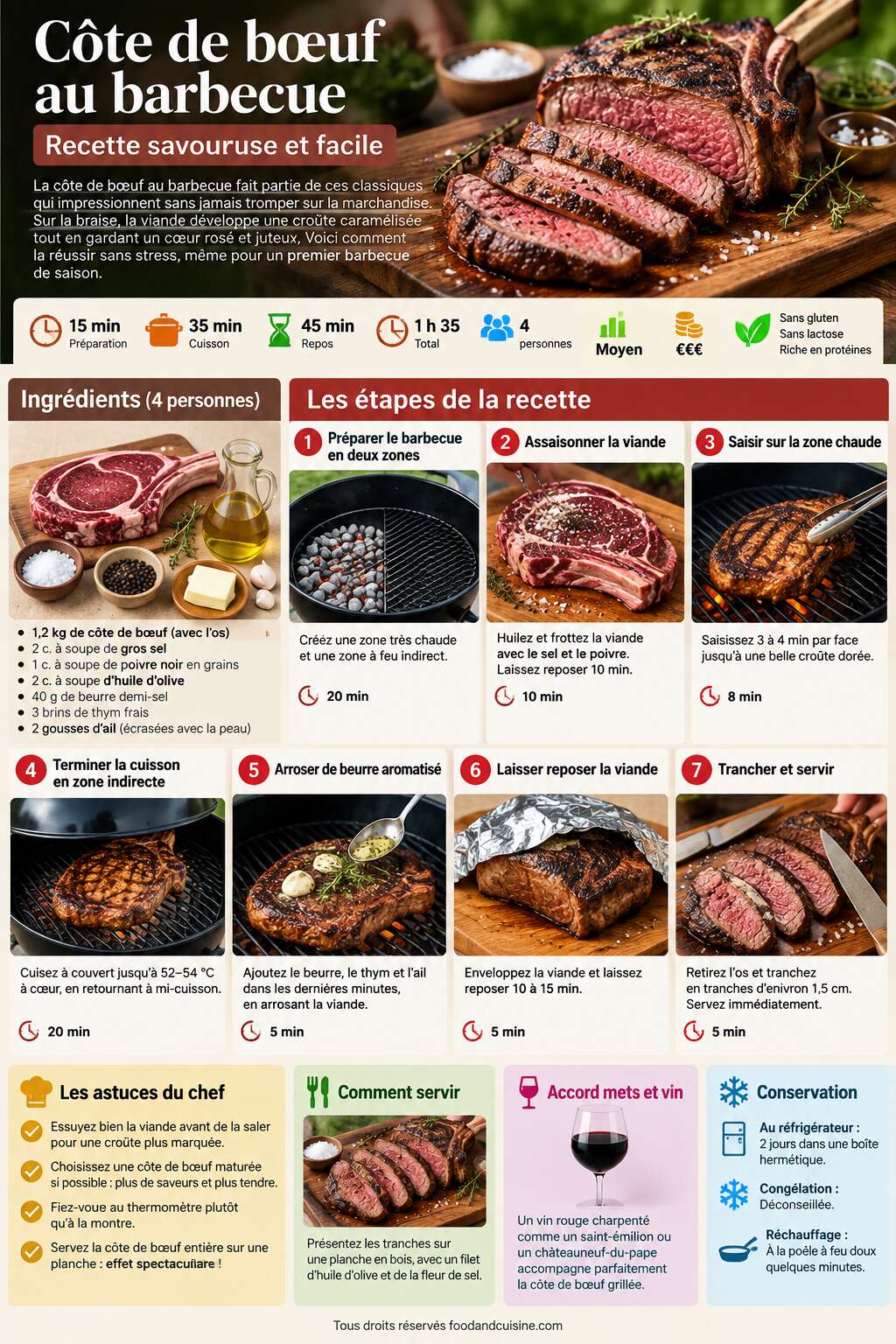 Fiche recette C&ocirc;te de b&oelig;uf au barbecue : recette savoureuse et facile