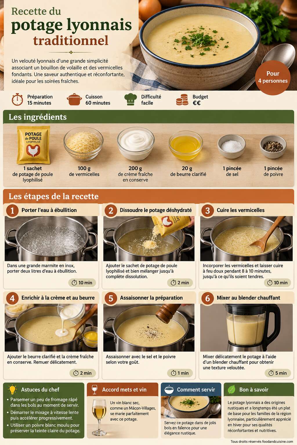Fiche recette Recette du potage lyonnais traditionnel Fiche recette Recette du potage lyonnais traditionnel