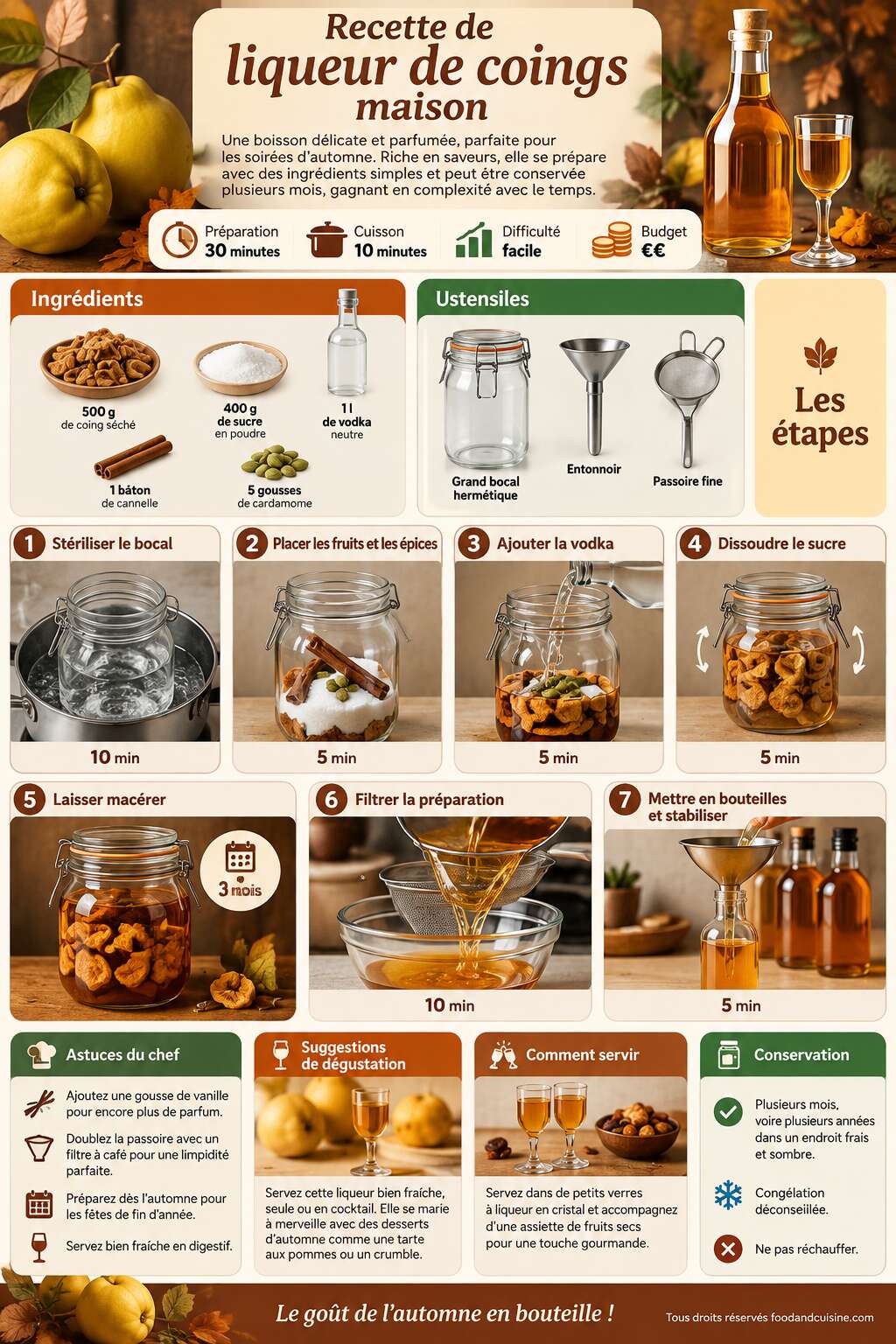 Fiche recette Recette de liqueur de coings maison Fiche recette Recette de liqueur de coings maison