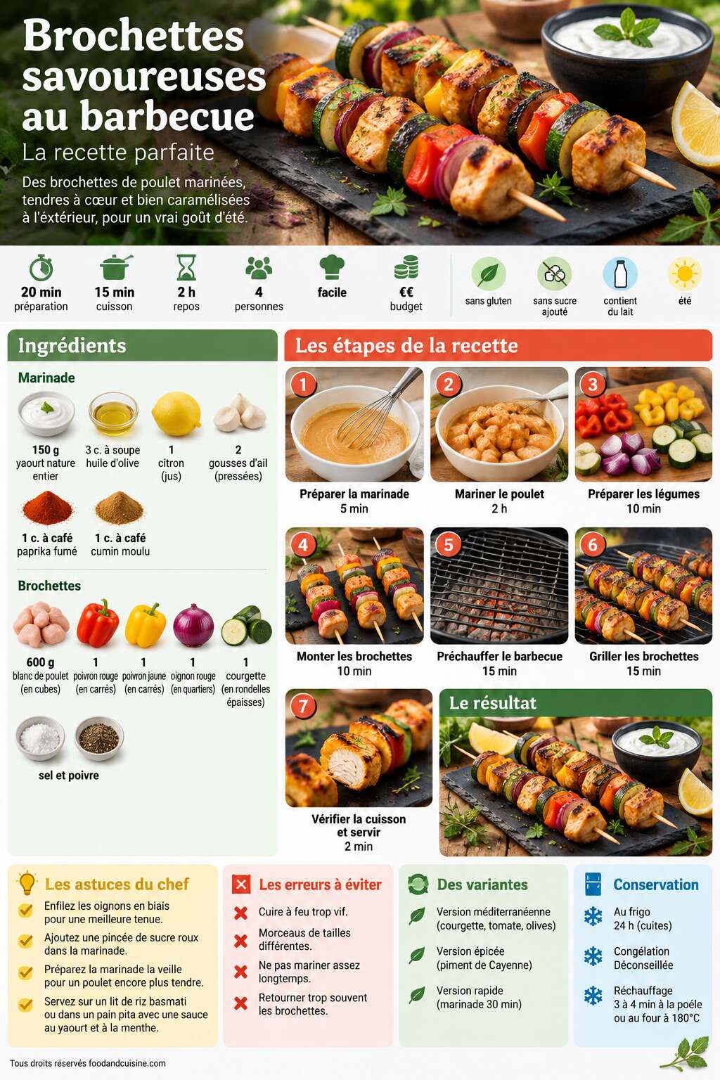 Fiche recette Brochettes savoureuses au barbecue : la recette parfaite