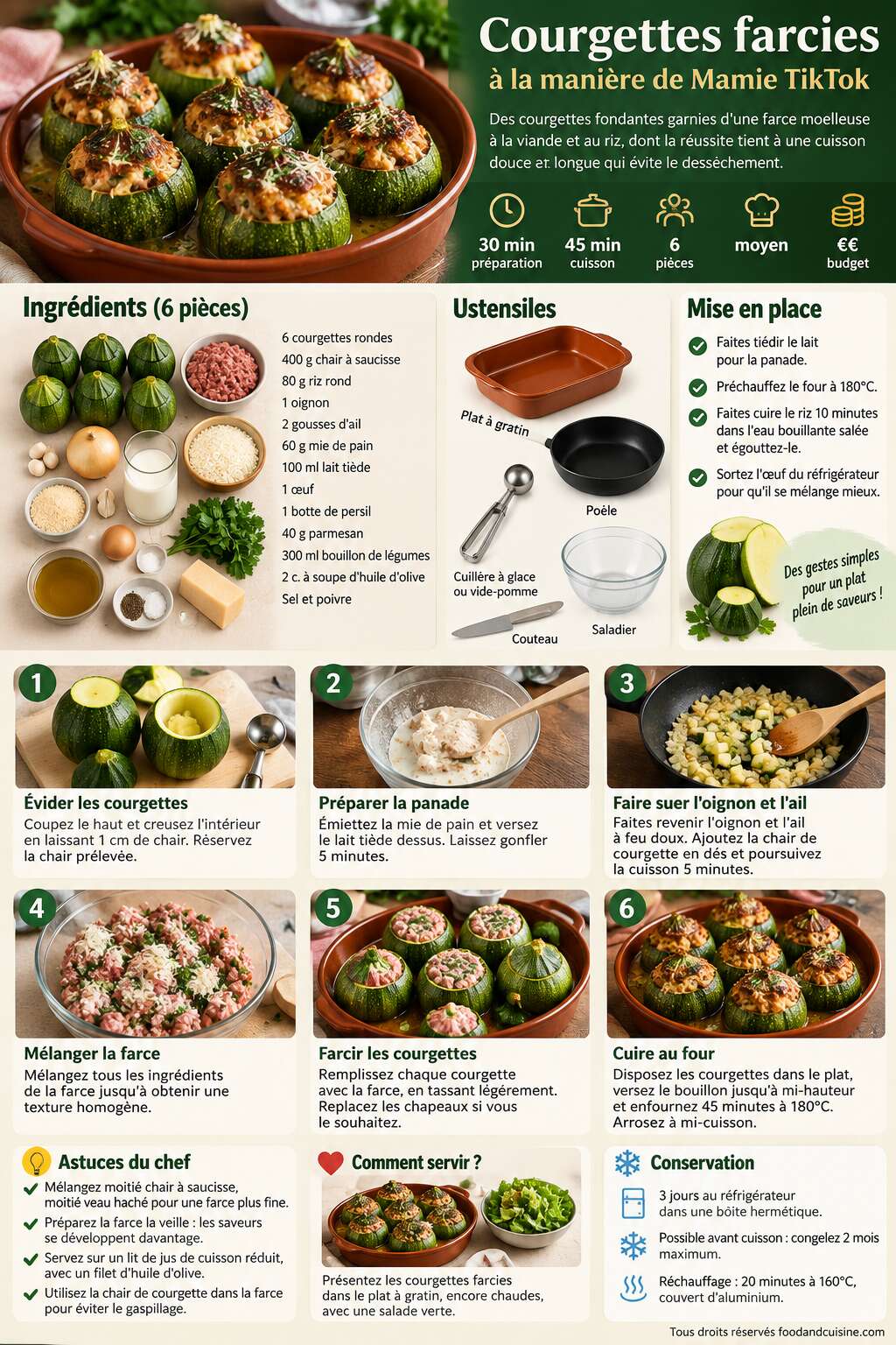 Fiche recette Courgettes farcies &agrave; la mani&egrave;re de Mamie TikTok