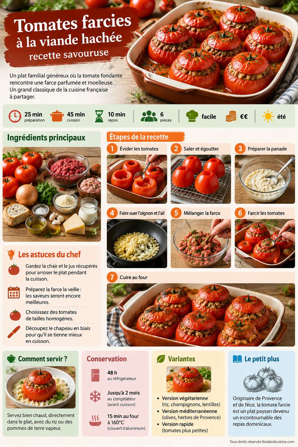 Fiche recette Tomates farcies à la viande hachée : recette savoureuse Fiche recette Tomates farcies à la viande hachée : recette savoureuse